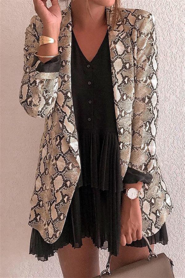 Open Front Snake Print Blazer