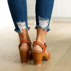 Orange Peep Toe Casual Sandals