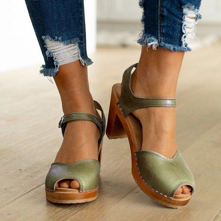 Orange Peep Toe Casual Sandals