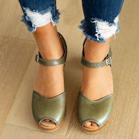 Orange Peep Toe Casual Sandals