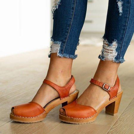 Orange Peep Toe Casual Sandals