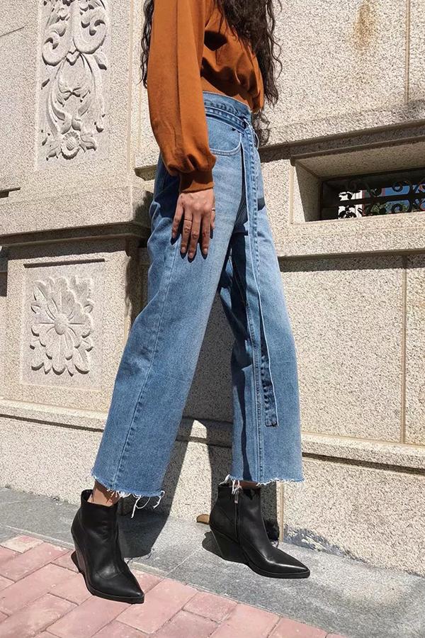 Outdoor Belt Wide Leg Jeans