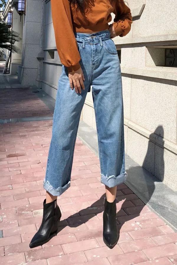 Outdoor Belt Wide Leg Jeans