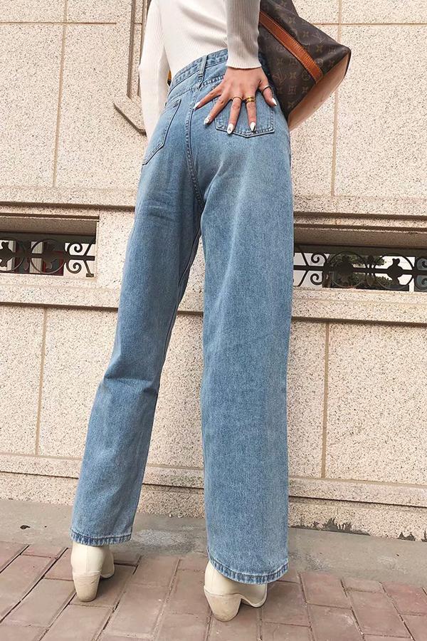 Outdoor High-waisted Straight Jeans