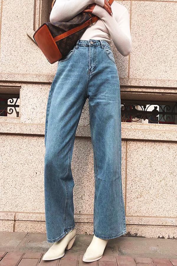 Outdoor High-waisted Straight Jeans