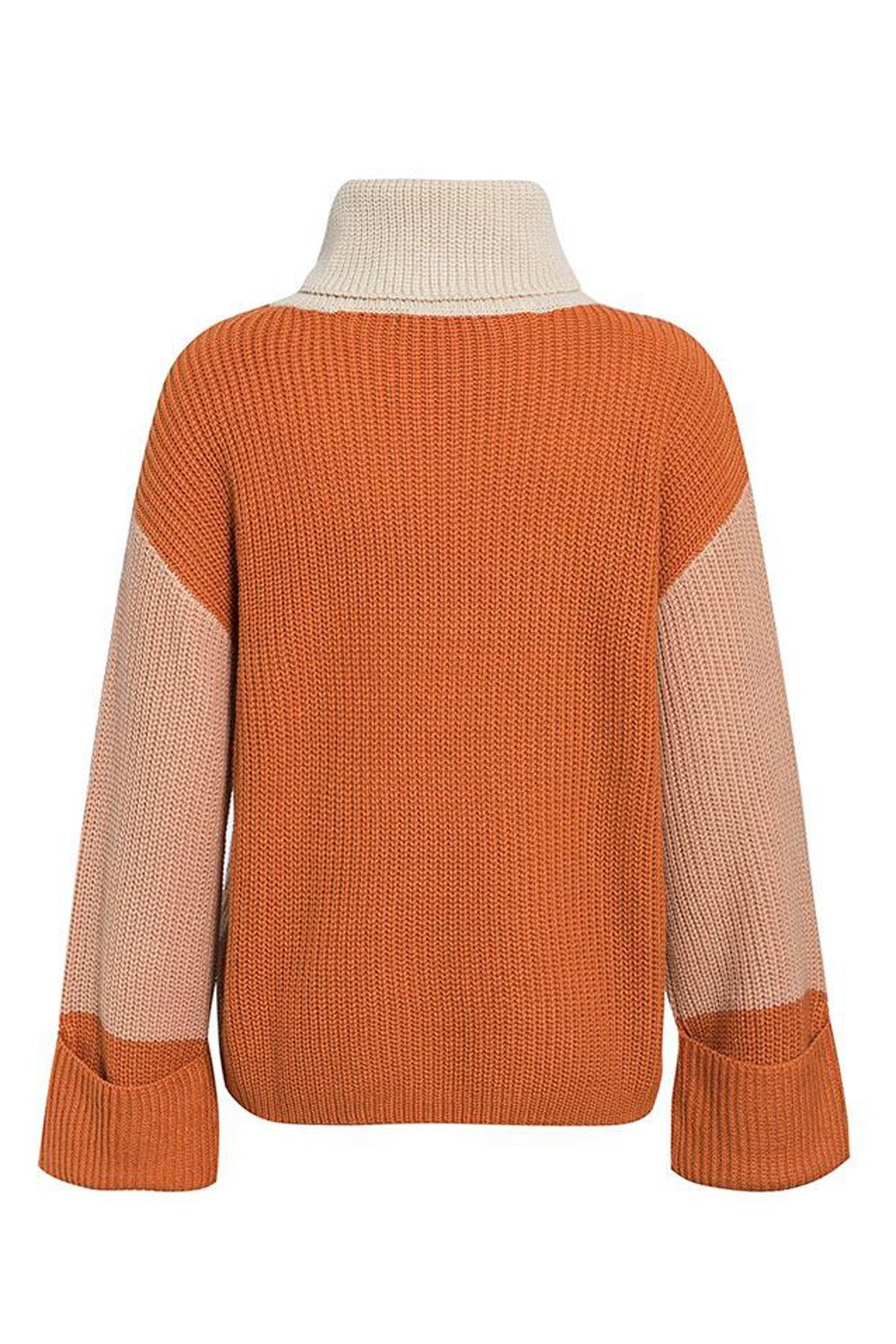 Patchwork Turtleneck Casual Knitted Pullover