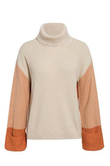 Patchwork Turtleneck Casual Knitted Pullover