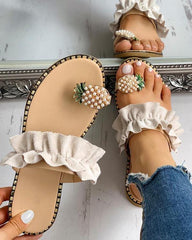 Pineapple Pearl Flat Toe Beach Sandals