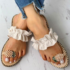 Pineapple Pearl Flat Toe Beach Sandals