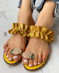 Pineapple Pearl Flat Toe Beach Sandals