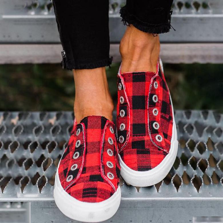 Plaid Canvas Vulcanized Sneakers