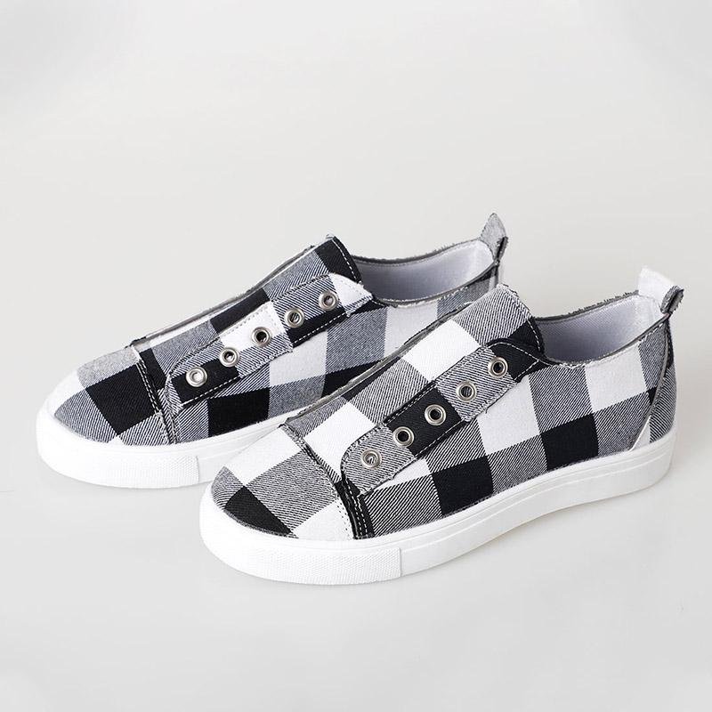 Plaid Canvas Vulcanized Sneakers