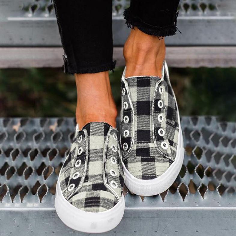 Plaid Canvas Vulcanized Sneakers