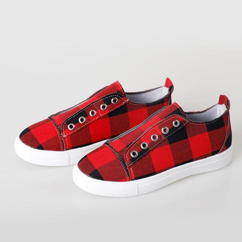 Plaid Canvas Vulcanized Sneakers