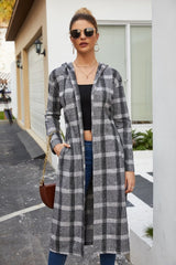 Plaid Tweed Hoodied Coat