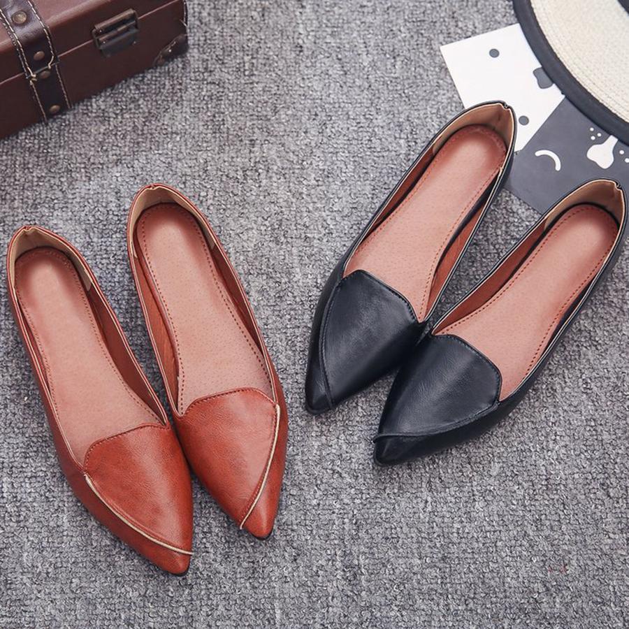 Plain Flat Point Toe Date Comfort Flats