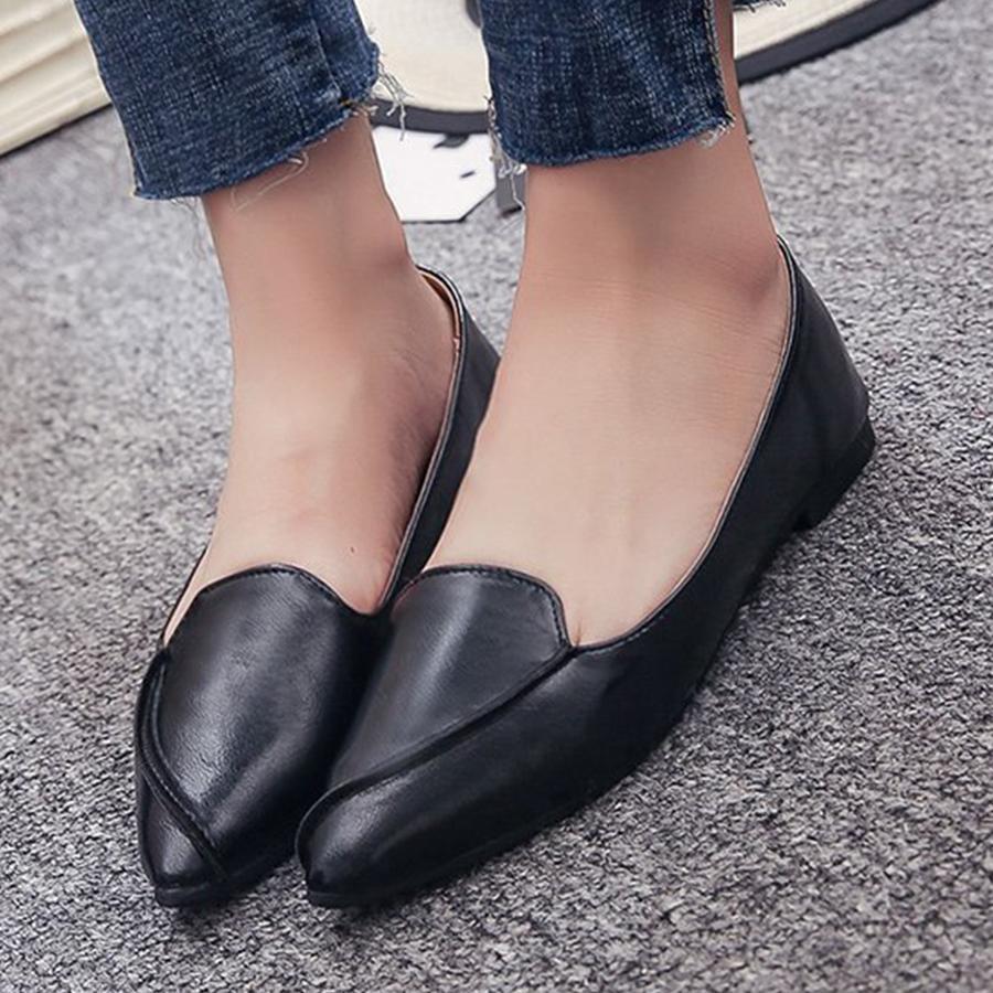 Plain Flat Point Toe Date Comfort Flats