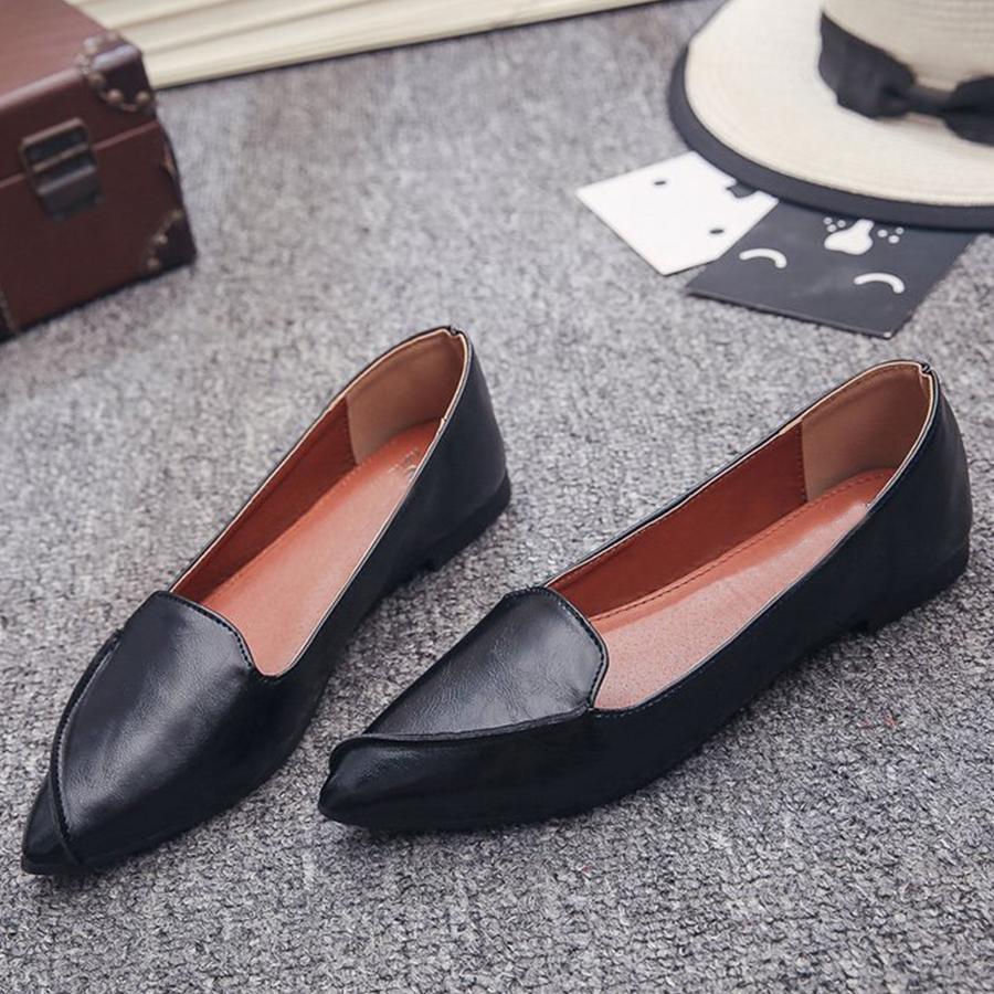 Plain Flat Point Toe Date Comfort Flats