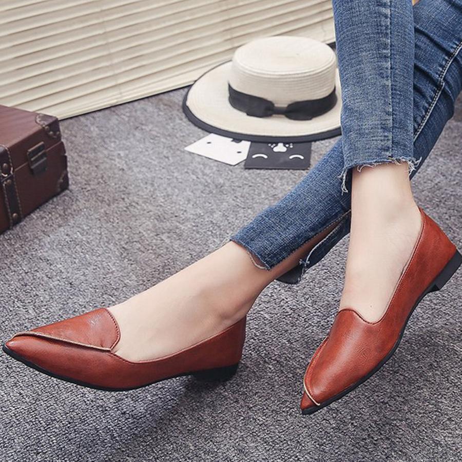 Plain Flat Point Toe Date Comfort Flats
