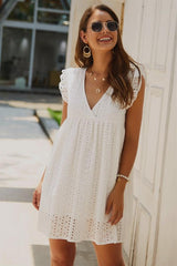 Plain Short Sleeve Lace Dress