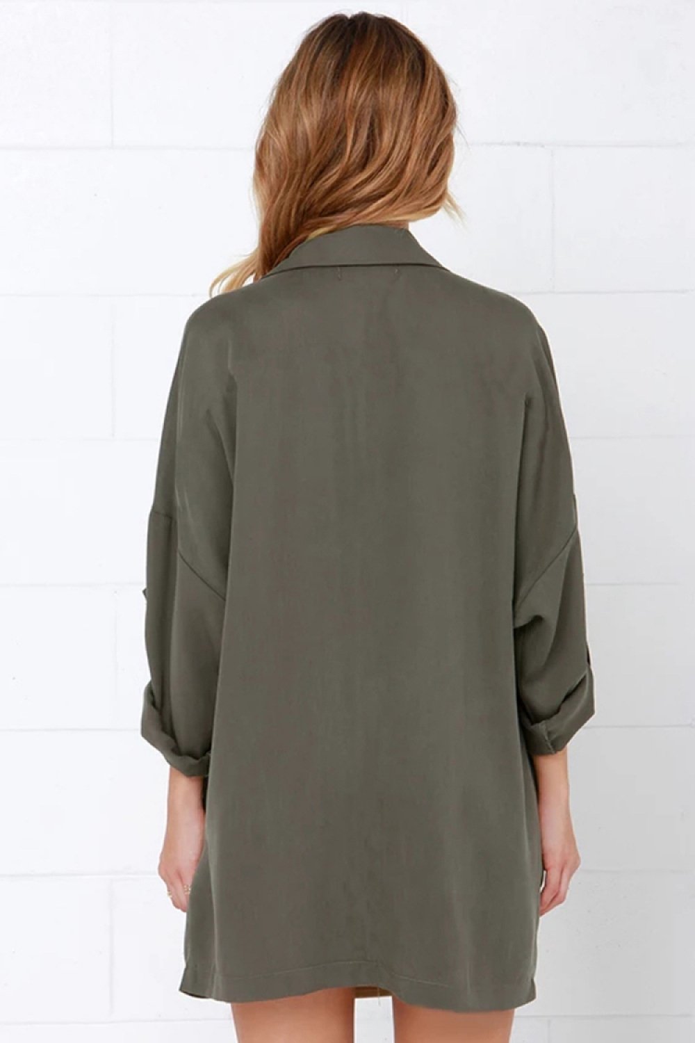 Plain Turn-down Collar Windbreaker