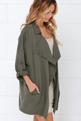 Plain Turn-down Collar Windbreaker