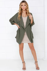 Plain Turn-down Collar Windbreaker