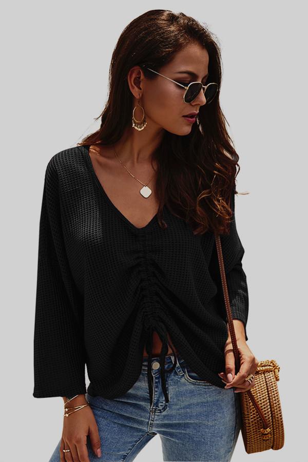 Plain V Neck Lonng Sleeve Sweater