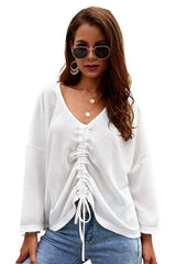 Plain V Neck Lonng Sleeve Sweater