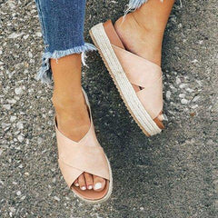 Plus Size Peep Toe Platform Sandals Slip-on Slippers