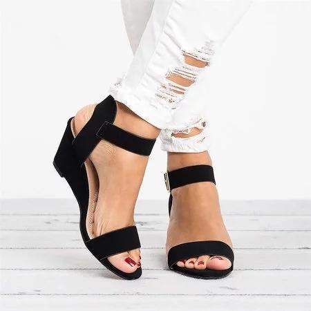 Plus Size Wedges Adjustable Buckle Wedge Sandals