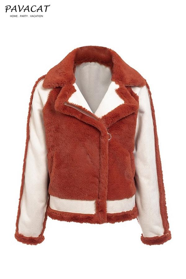 Plush Faux Fur Zipper Jacket