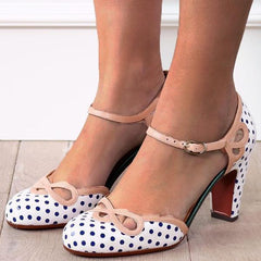 Polka Dot Hollow High Heel Sandals