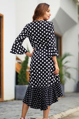 Polka Dot Irregular Belt Dress