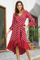 Polka Dot Irregular Belt Dress