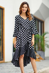 Polka Dot Irregular Belt Dress