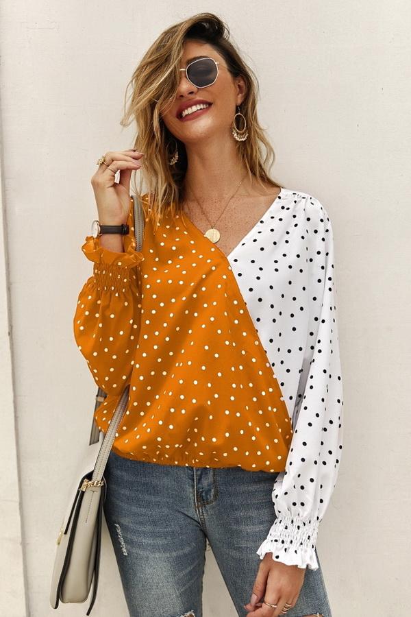 Polka Dot Long Sleeve Blouse