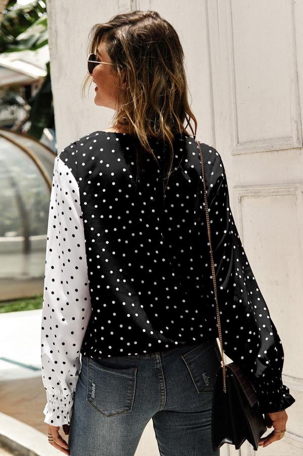 Polka Dot Long Sleeve Blouse