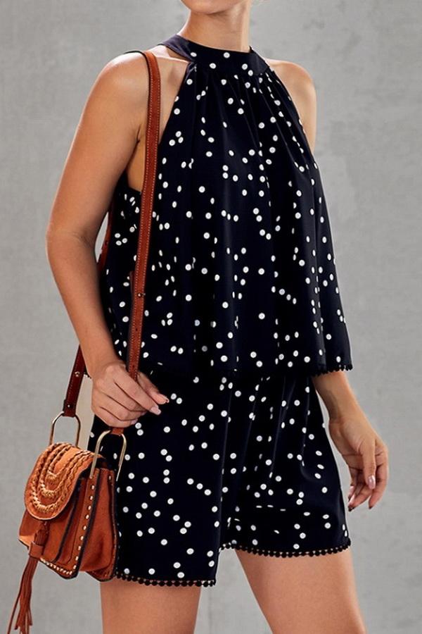 Polka-dot Loose Casual Jumpsuits