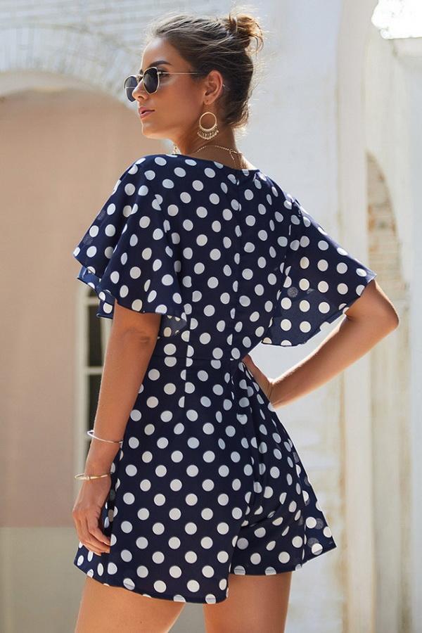 Polka Dot Short-sleeved Casual Romper