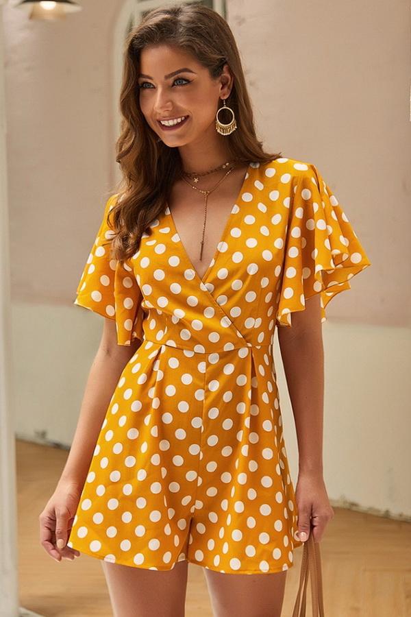 Polka Dot Short-sleeved Casual Romper