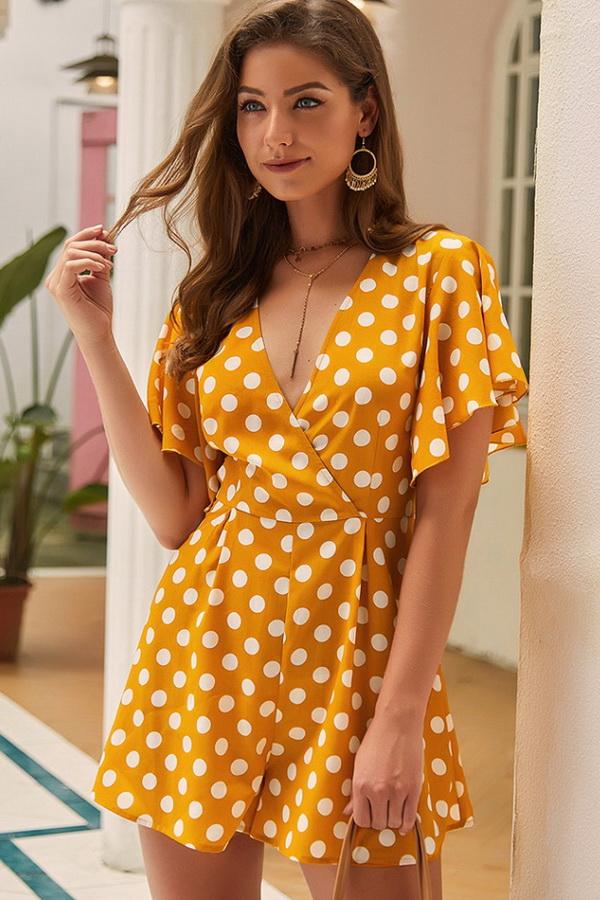 Polka Dot Short-sleeved Casual Romper