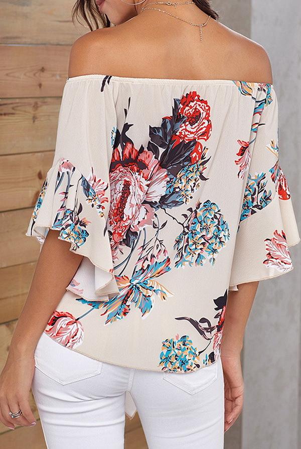 Printed Knotted Flare Sleeve Jacket