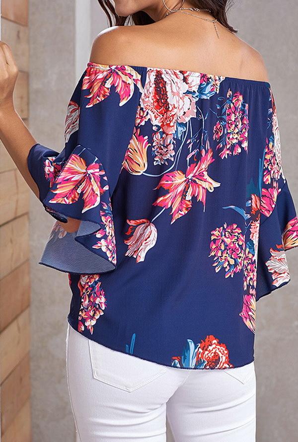 Printed Knotted Flare Sleeve Jacket