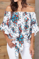 Printed Knotted Flare Sleeve Jacket