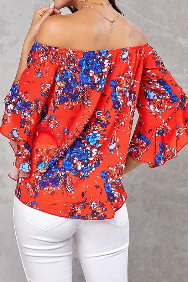 Printed Knotted Flare Sleeve Jacket