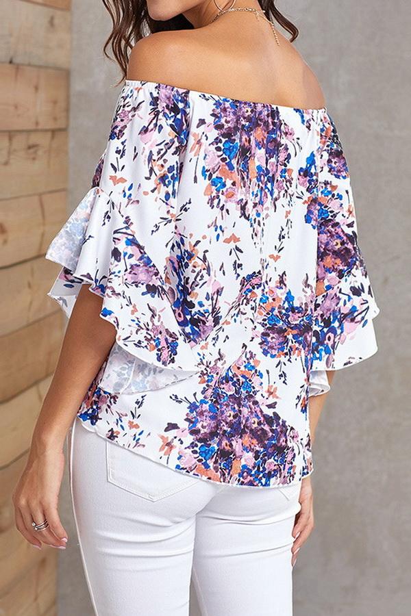 Printed Knotted Flare Sleeve Jacket