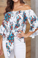 Printed Knotted Flare Sleeve Jacket