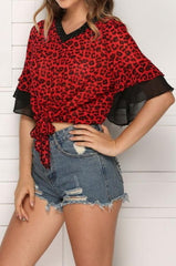 Printed Leopard Print Chiffon Shirt