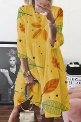 Printed Loose Single Breasted  Dress